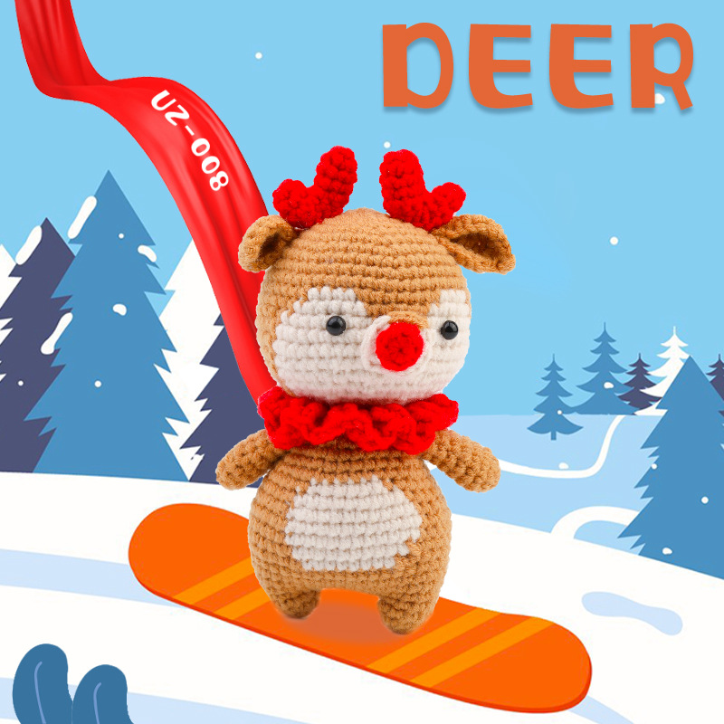 Wool crochet material package knitting crochet cute doll crochet handmade deer pendant