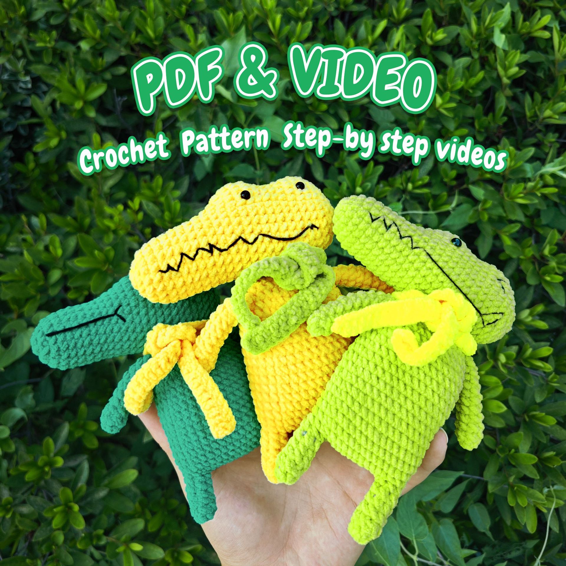 Three-pack cartoon crocodile handmade crochet material package instruction manual tutorial