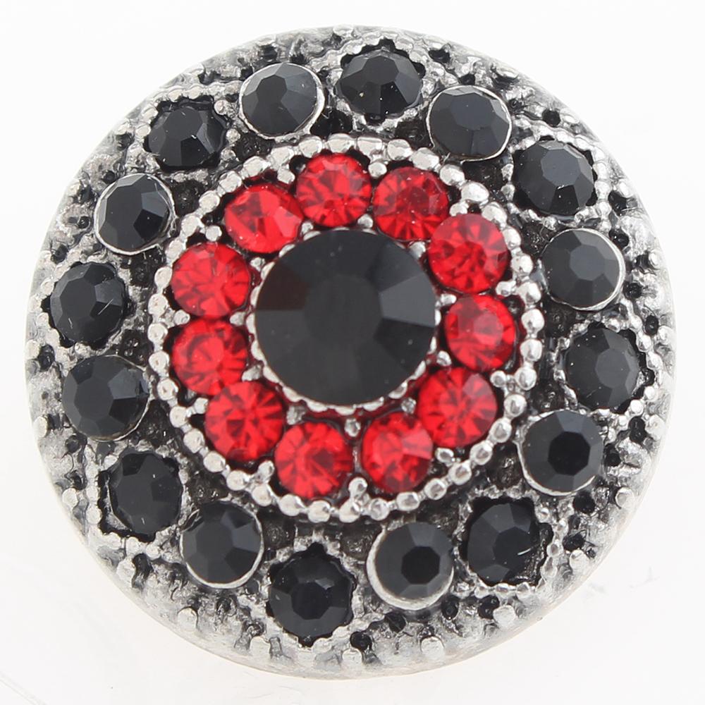round with red and black rhinestone 20mm Snap Button