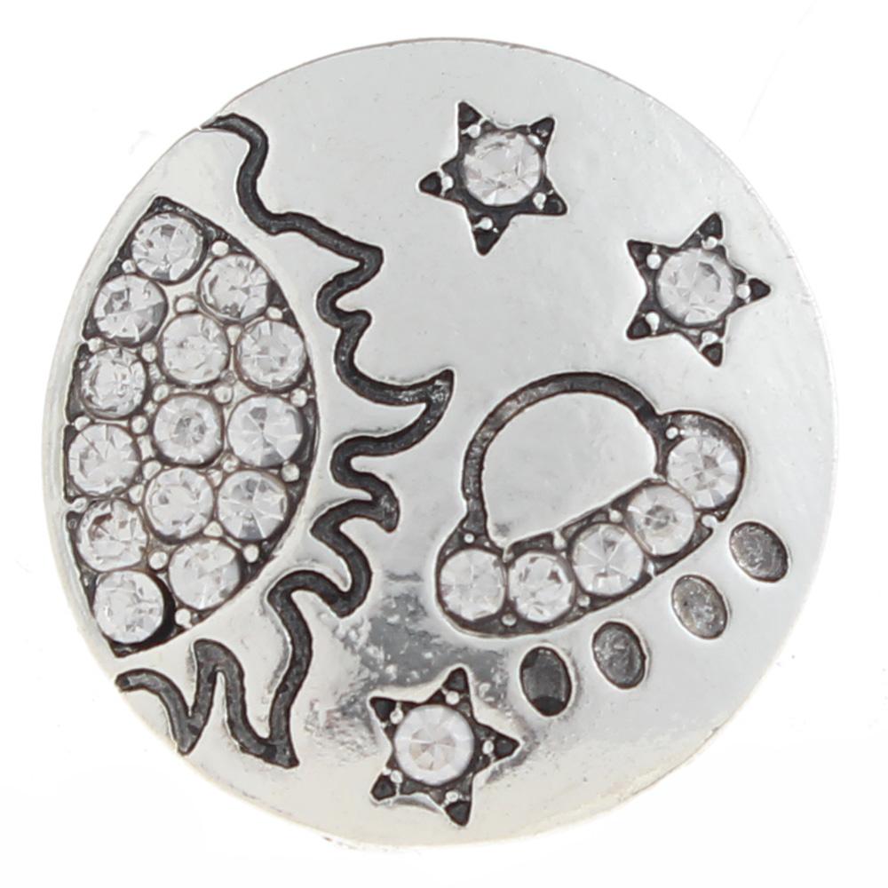 20mm outer space Snap Button plated sliver with rhinestone