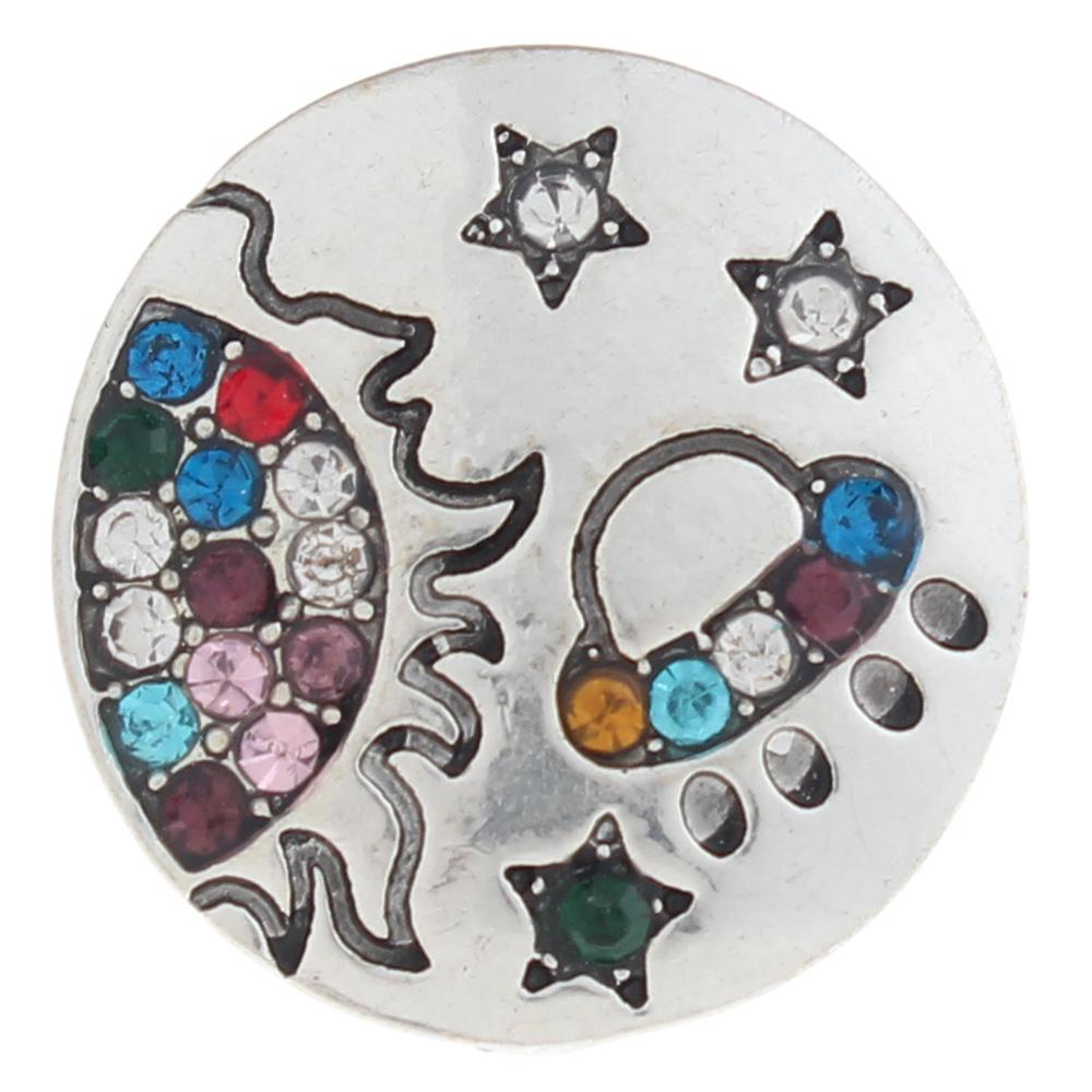 20mm outer space Snap Button plated sliver with rhinestone