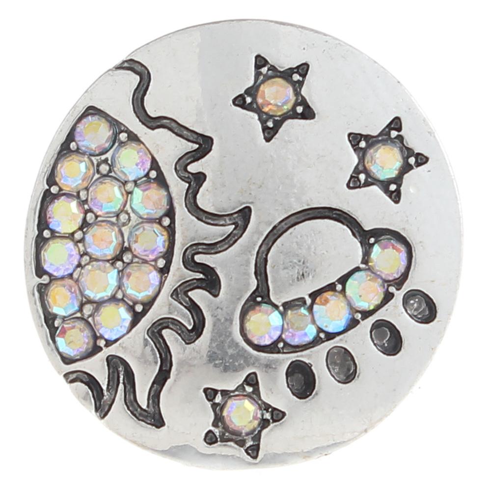 20mm outer space Snap Button plated sliver with rhinestone