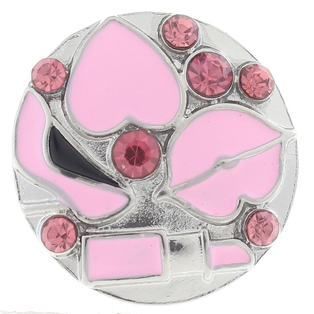 20mm Snap Button plated sliver with rhinestone