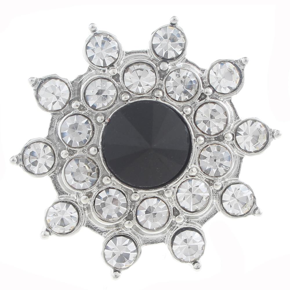 20mm Snap Button plated sliver with rhinestone