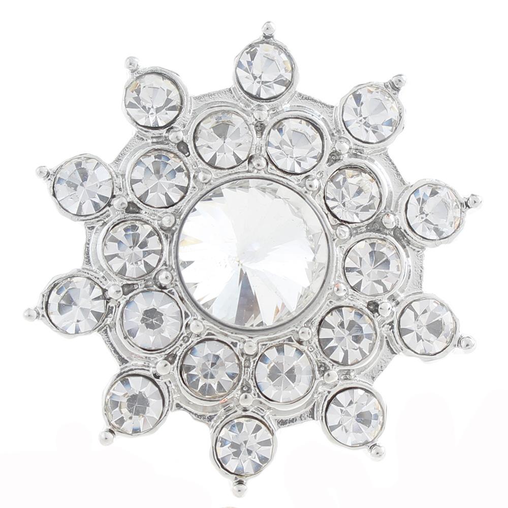 20mm Snap Button plated sliver with rhinestone