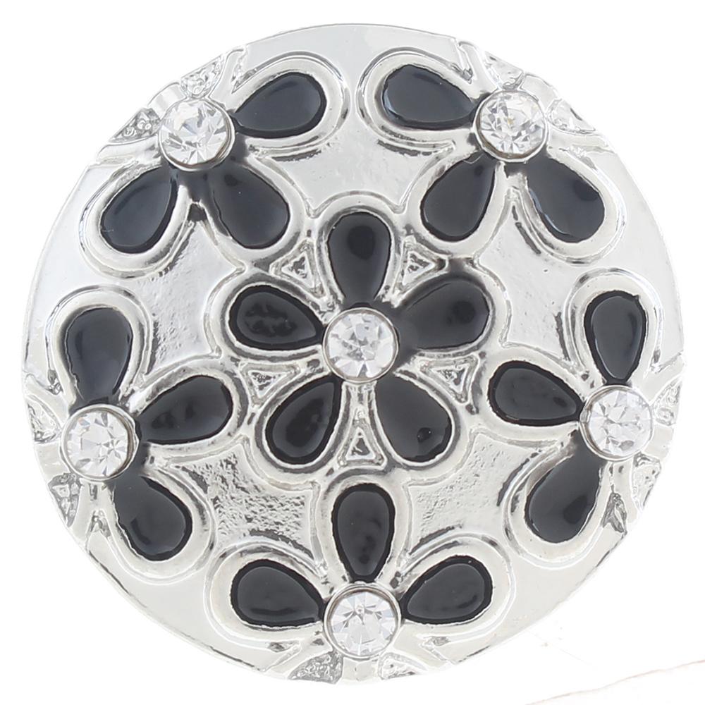 20mm Snap Button plated sliver with rhinestone