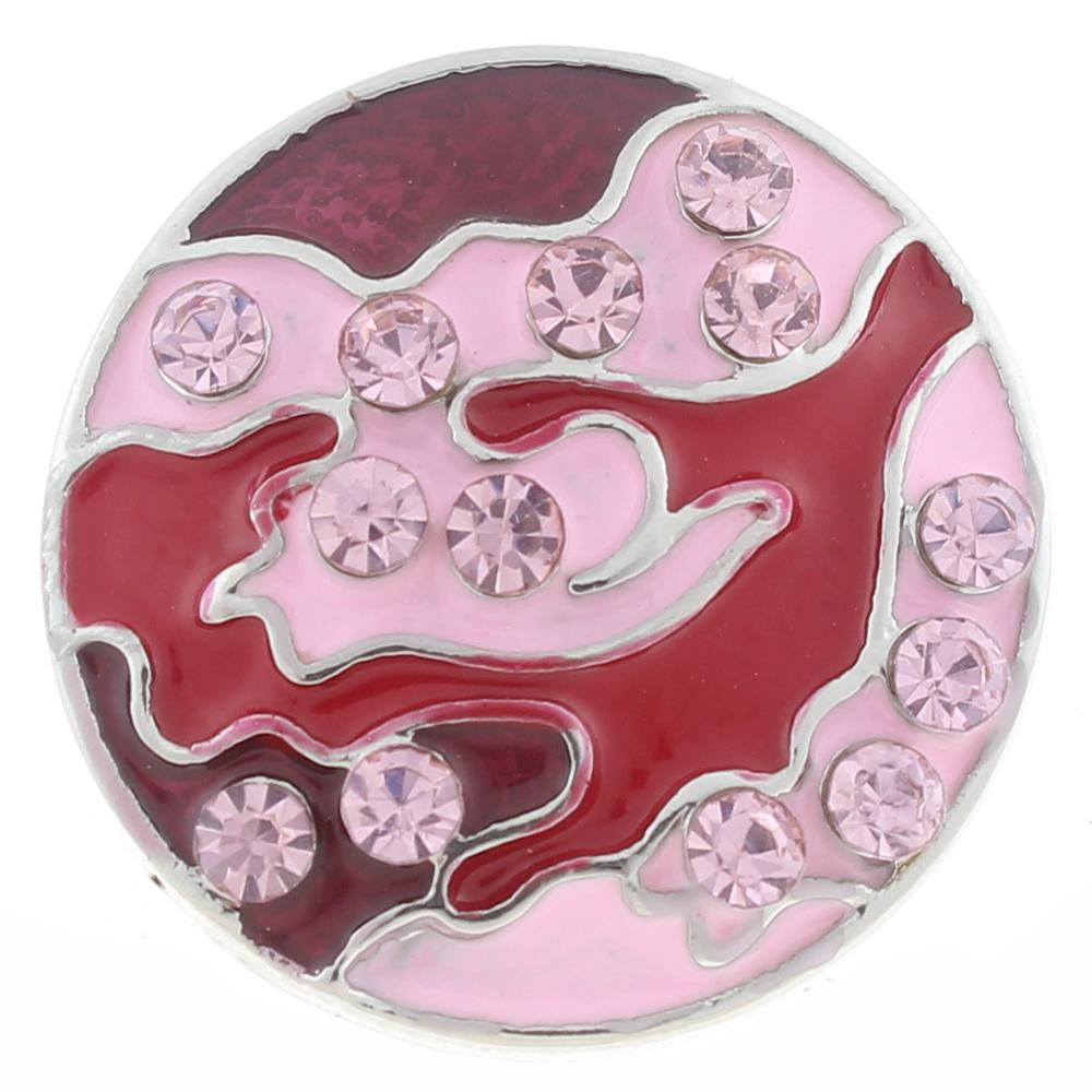 20mm Snap Button plated sliver with rhinestone