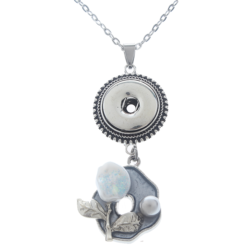 20mm Flower Pearl Alloy Pendant Necklace