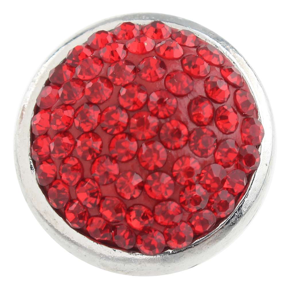 Red Clay-Rhinestone Alloy 20mm Snap Button