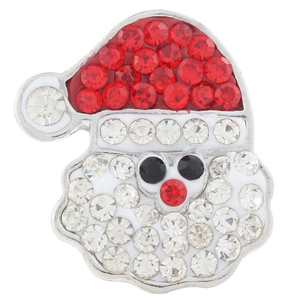 Christmas Xmas Santa Claus Clay-Rhinestone Alloy 20mm Snap Button