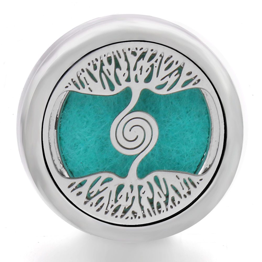 Tree of Life Alloy Clover Aromatherapy/Essential Oil Diffuser Perfume Locket snaps button