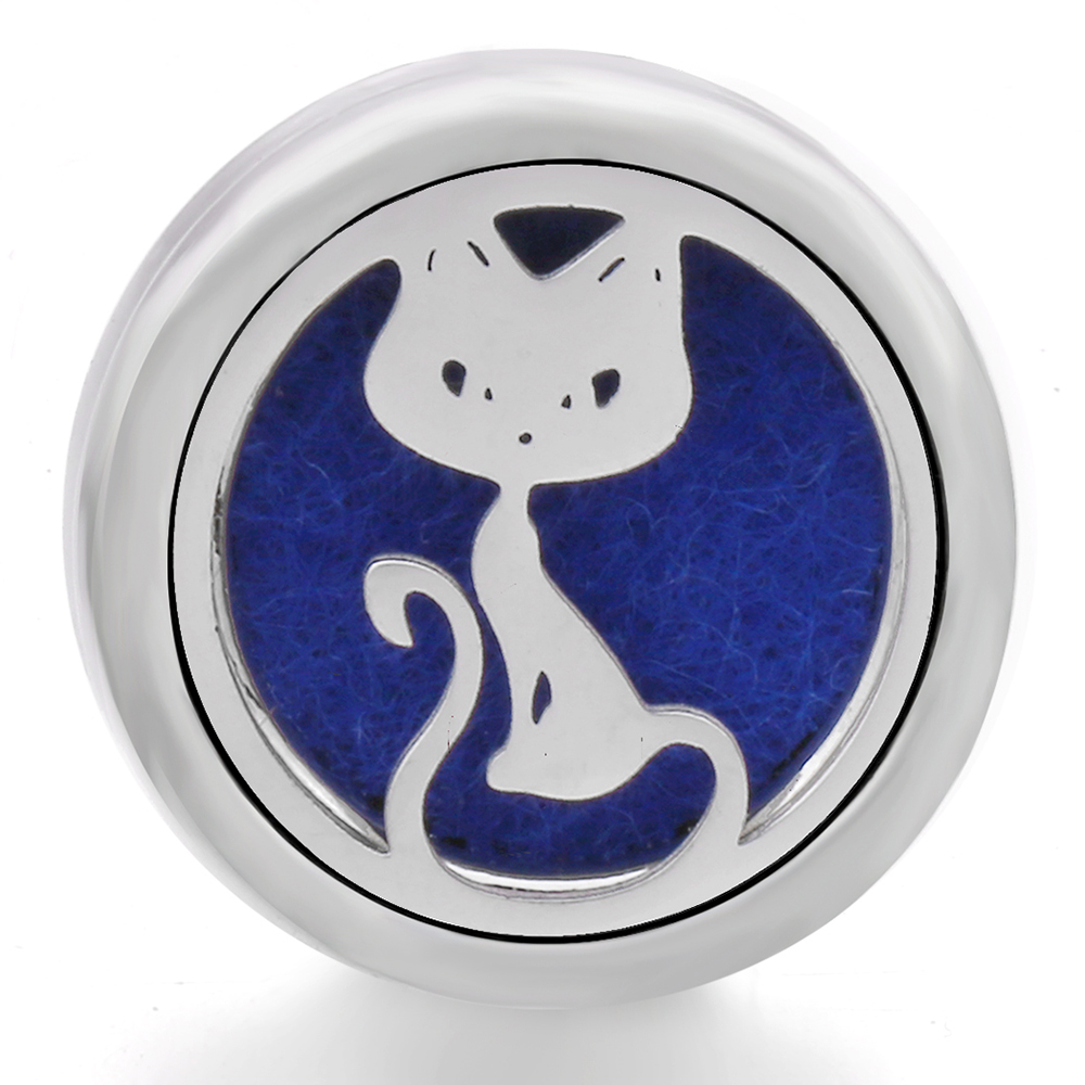 Cat Alloy Clover Aromatherapy/Essential Oil Diffuser Perfume Locket snaps button