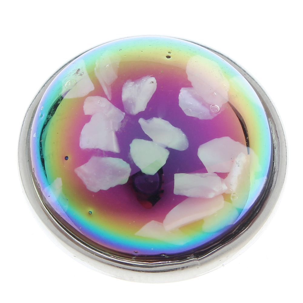 20mm colorful broken shells resin snap button