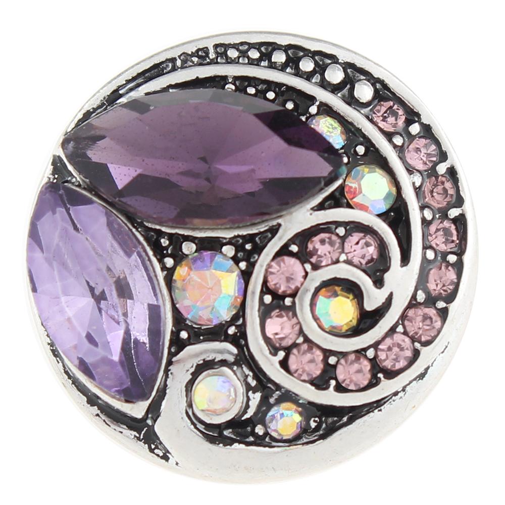 Purple rhinestone 20mm Snap Button