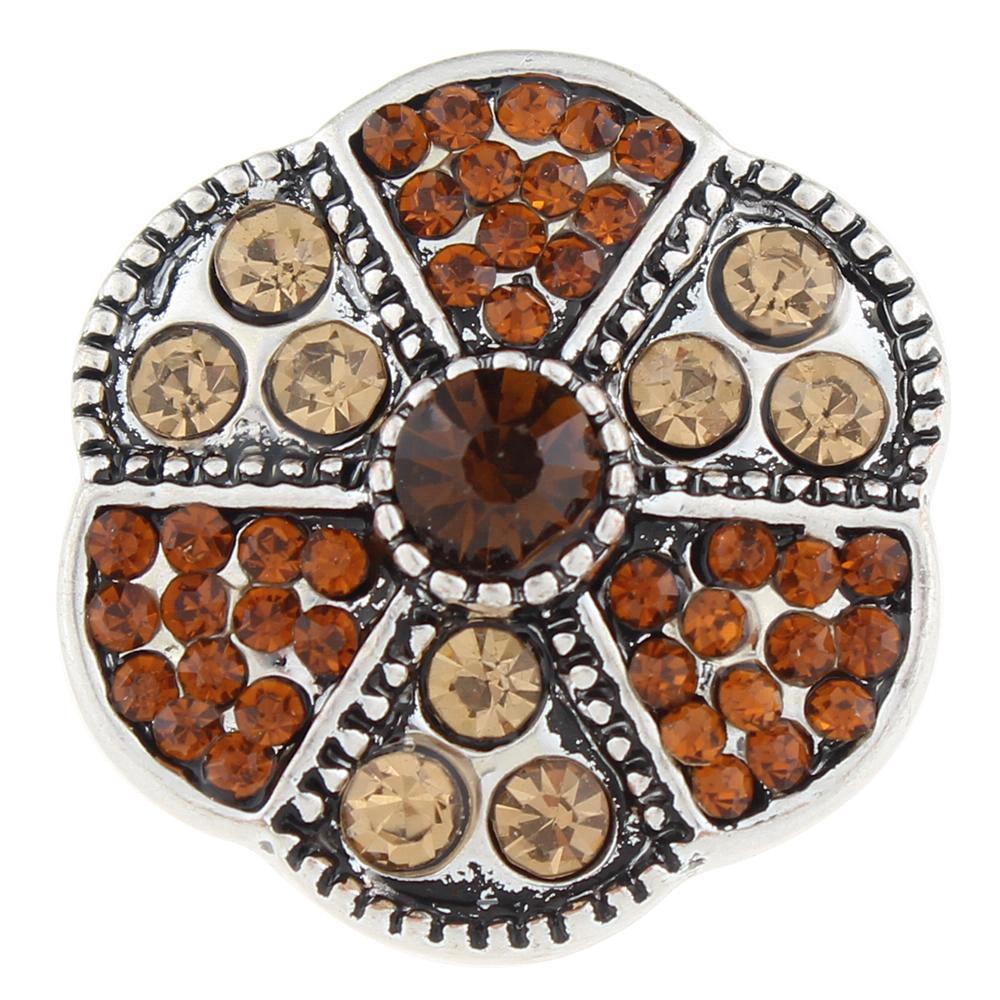 Brown rhinestone 20mm Snap Button