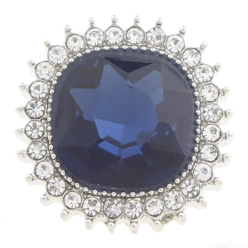 20mm Snap Button plated sliver with glass rhinestone