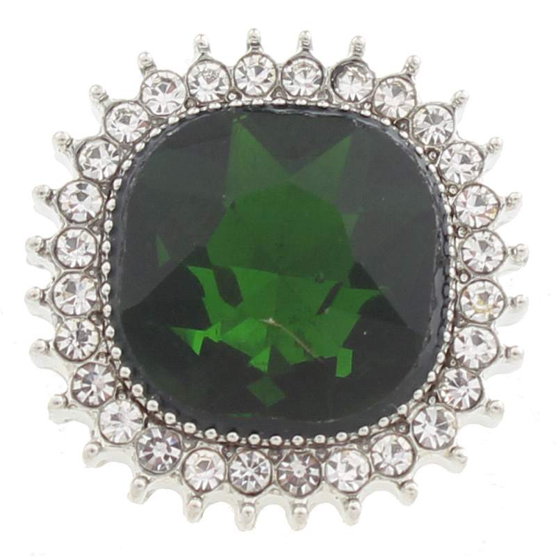 20mm Snap Button plated sliver with glass rhinestone