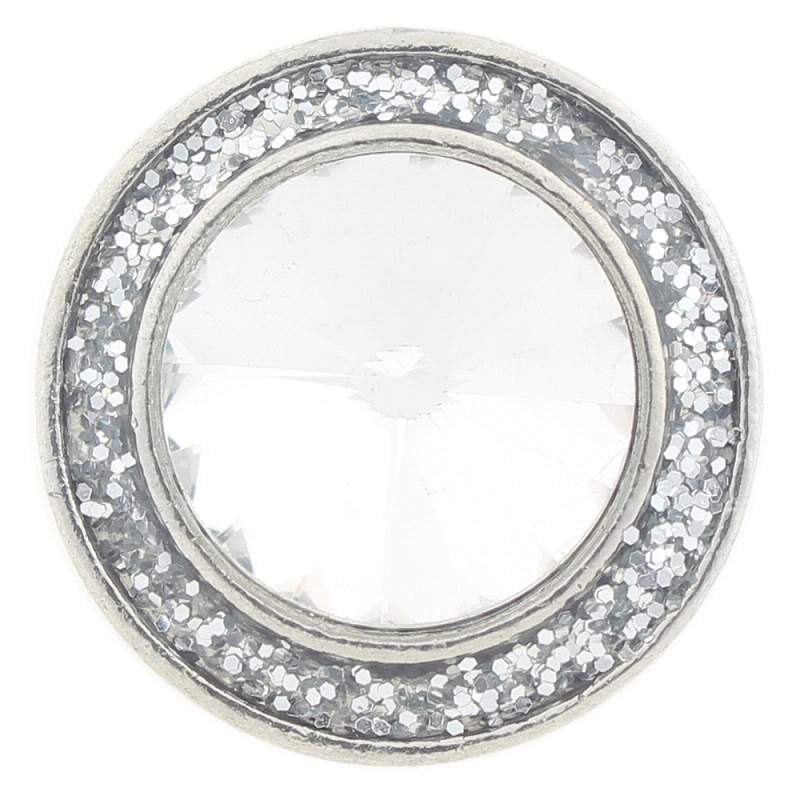 20mm design Snap Button plated sliver with glass rhinestone