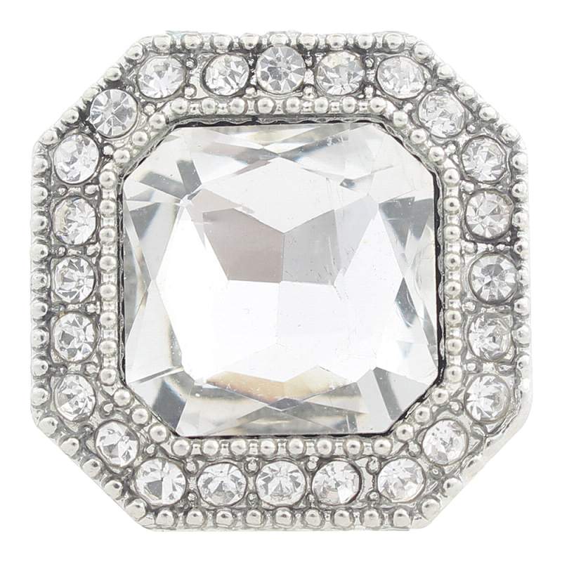 20mm design Snap Button plated sliver with glass rhinestone