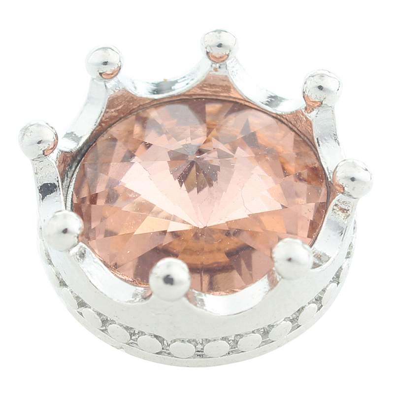 20mm design Snap Button plated sliver with glass rhinestone