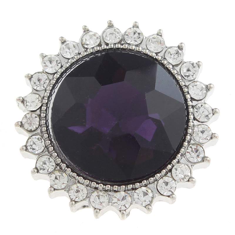 20mm design Snap Button plated sliver with rhinestone