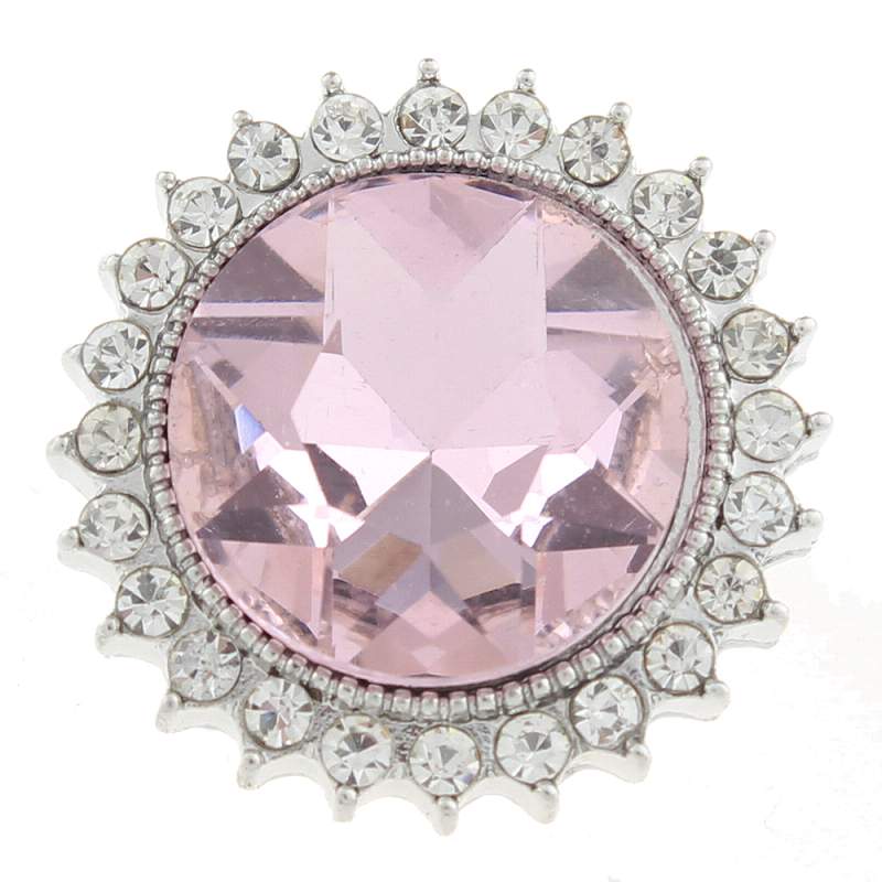 20mm design Snap Button plated sliver with rhinestone