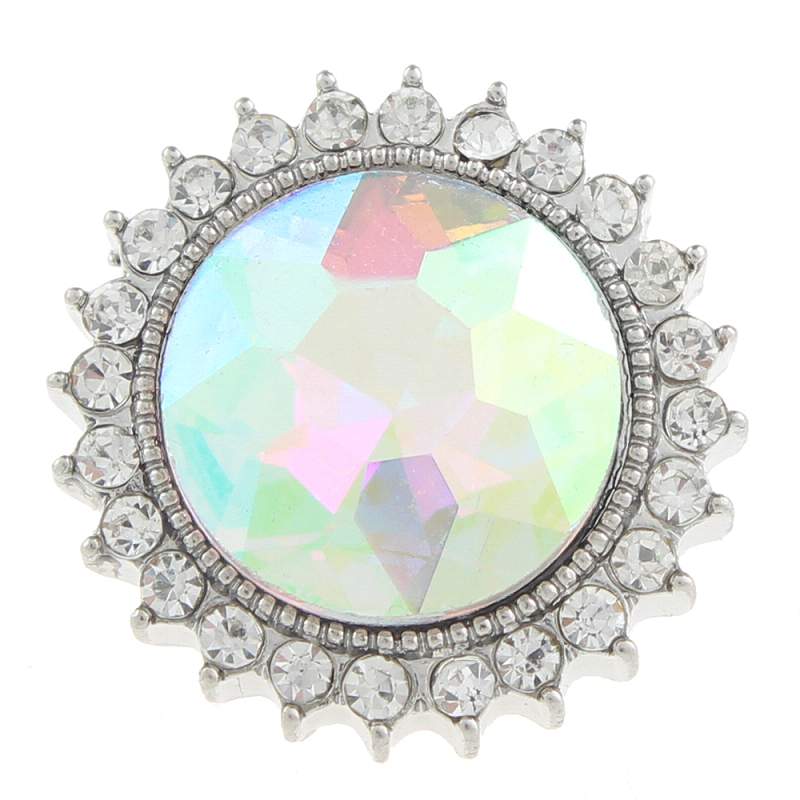 20mm design Snap Button plated sliver with rhinestone