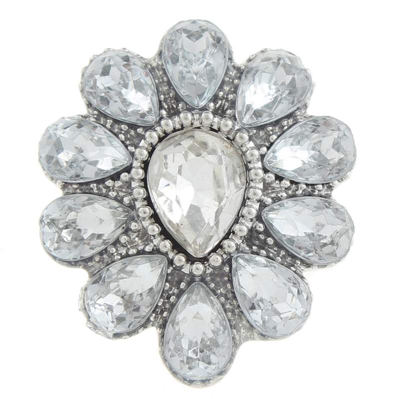 20mm design Snap Button plated sliver with rhinestone