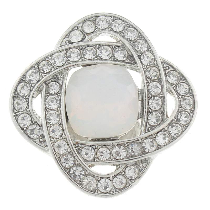 20mm Snap Button plated sliver with rhinestone