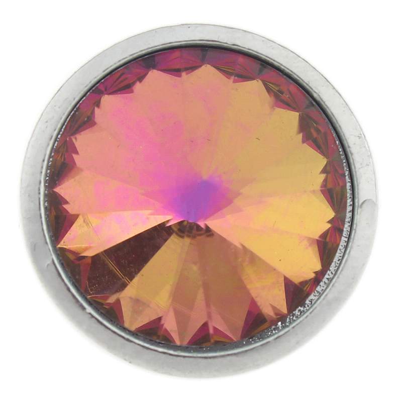 20mm Snap Button plated sliver with rhinestone