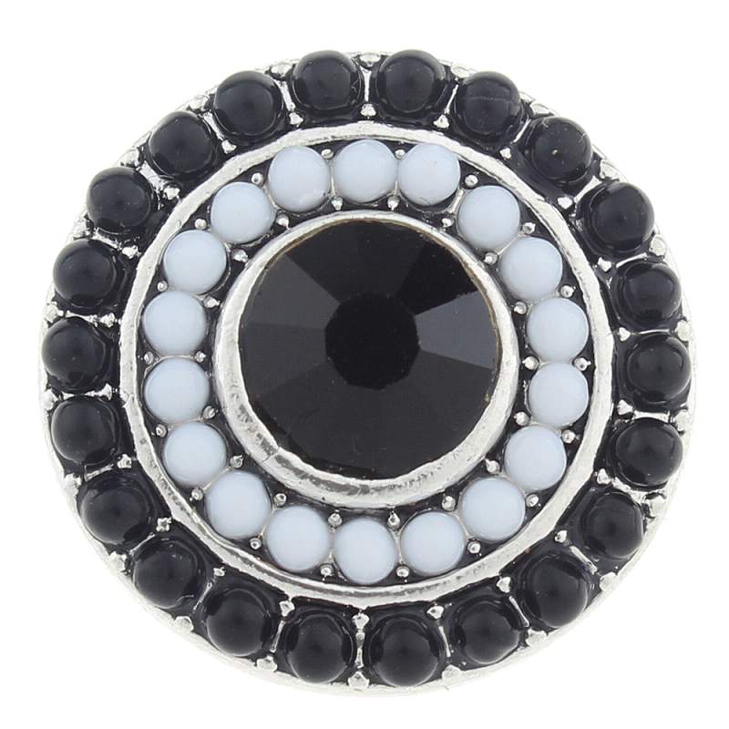 20mm Snap Button plated sliver with beads