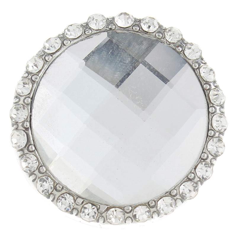 20mm glass Snap Button plated sliver with rhinestone