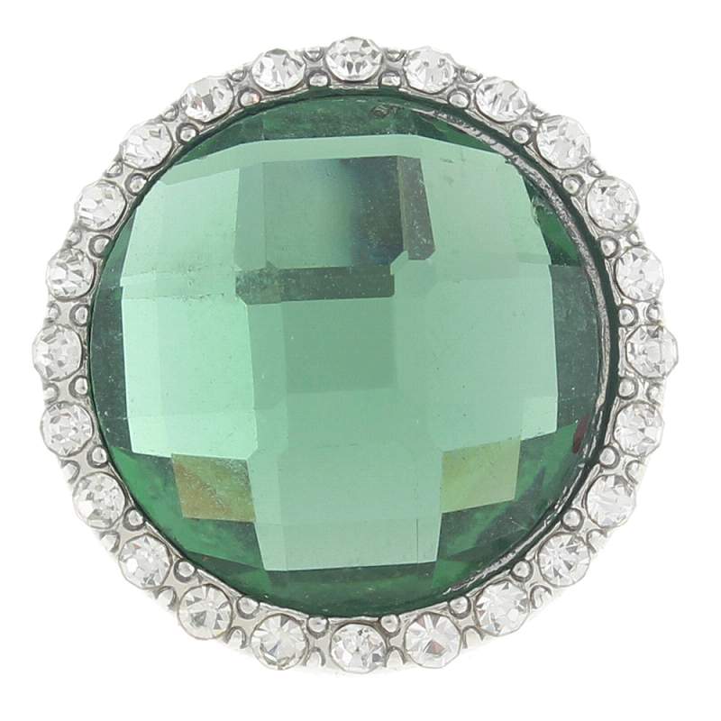 20mm glass Snap Button plated sliver with rhinestone