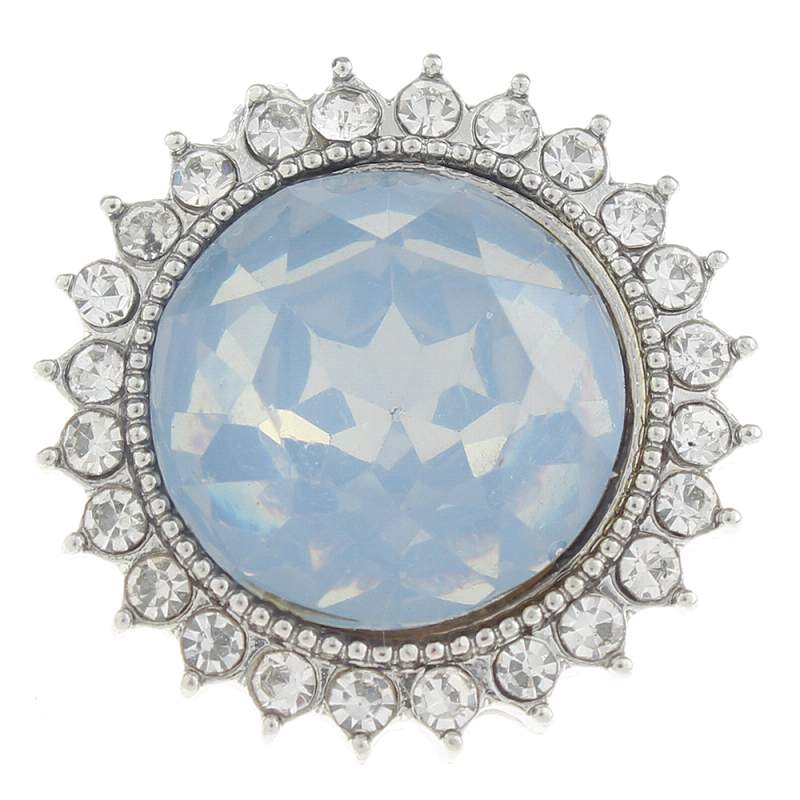 20mm Snap Button plated sliver with rhinestone