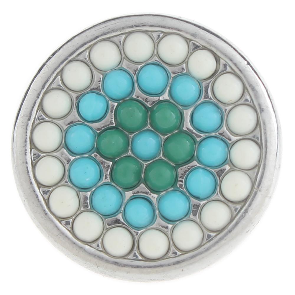 20mm design Snap Button plated sliver with beads