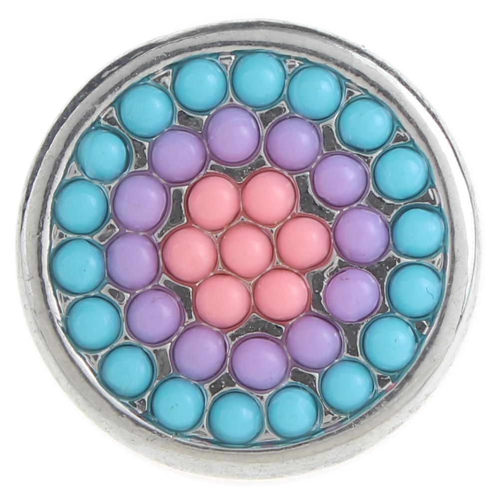 20mm design Snap Button plated sliver with beads