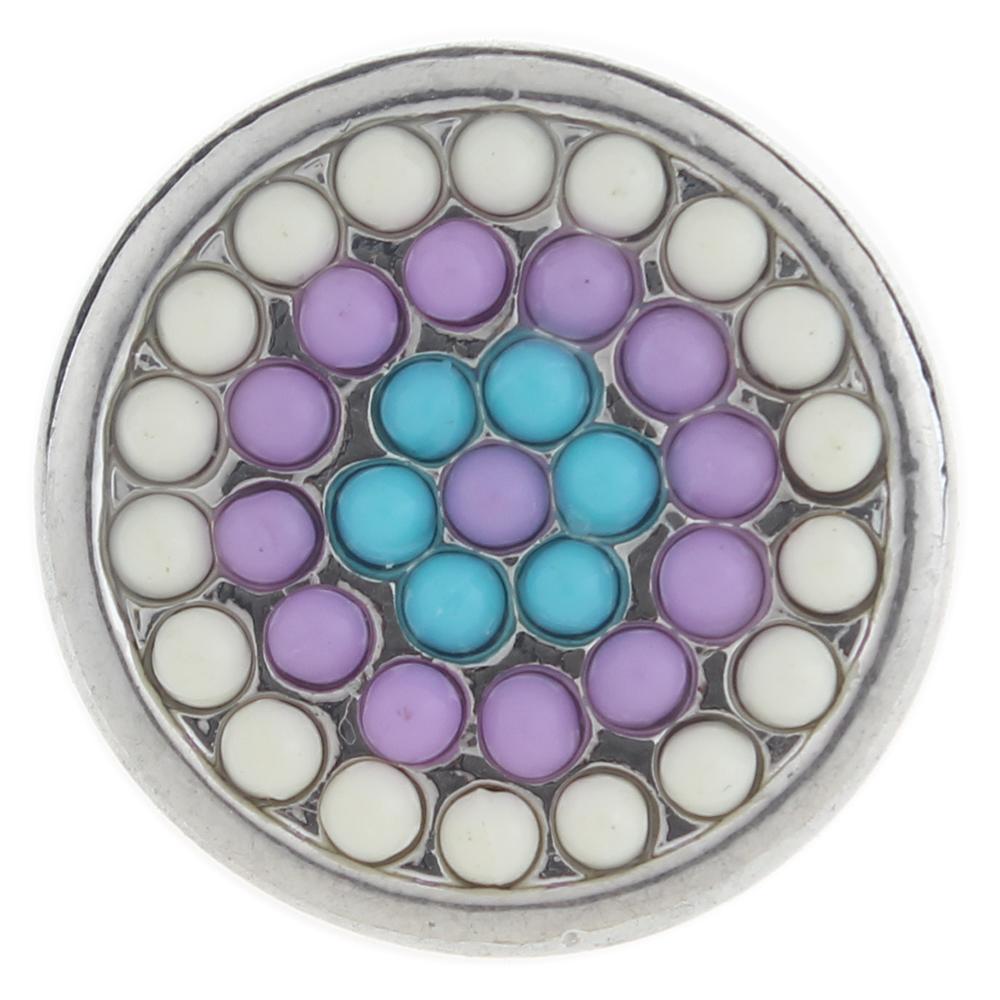 20mm design Snap Button plated sliver with beads