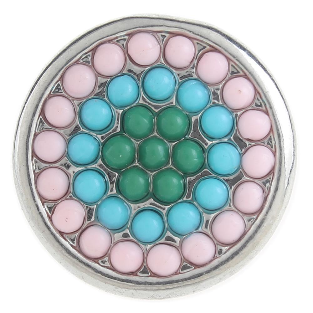 20mm design Snap Button plated sliver with beads