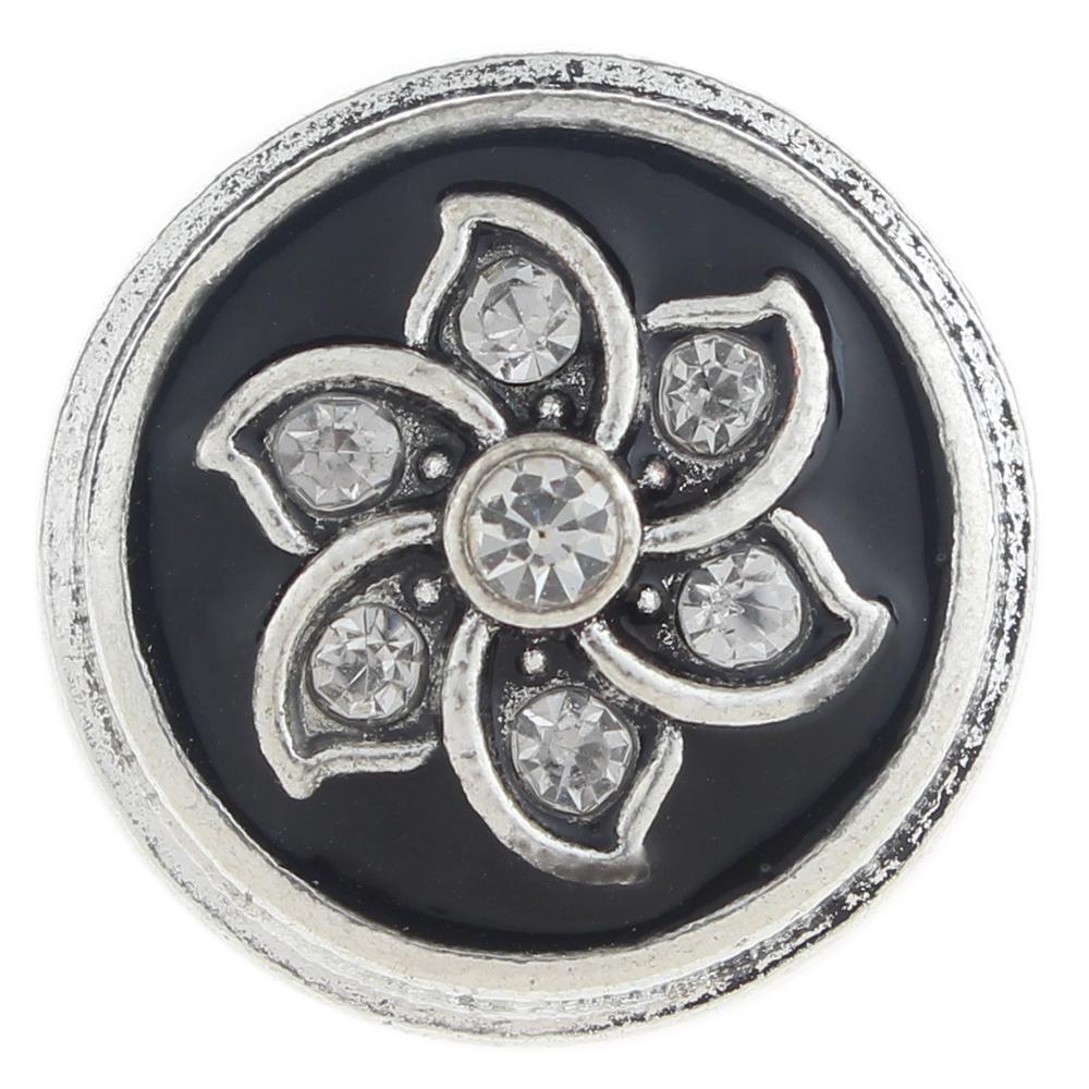 20mm design Snap Button plated sliver with rhinestone