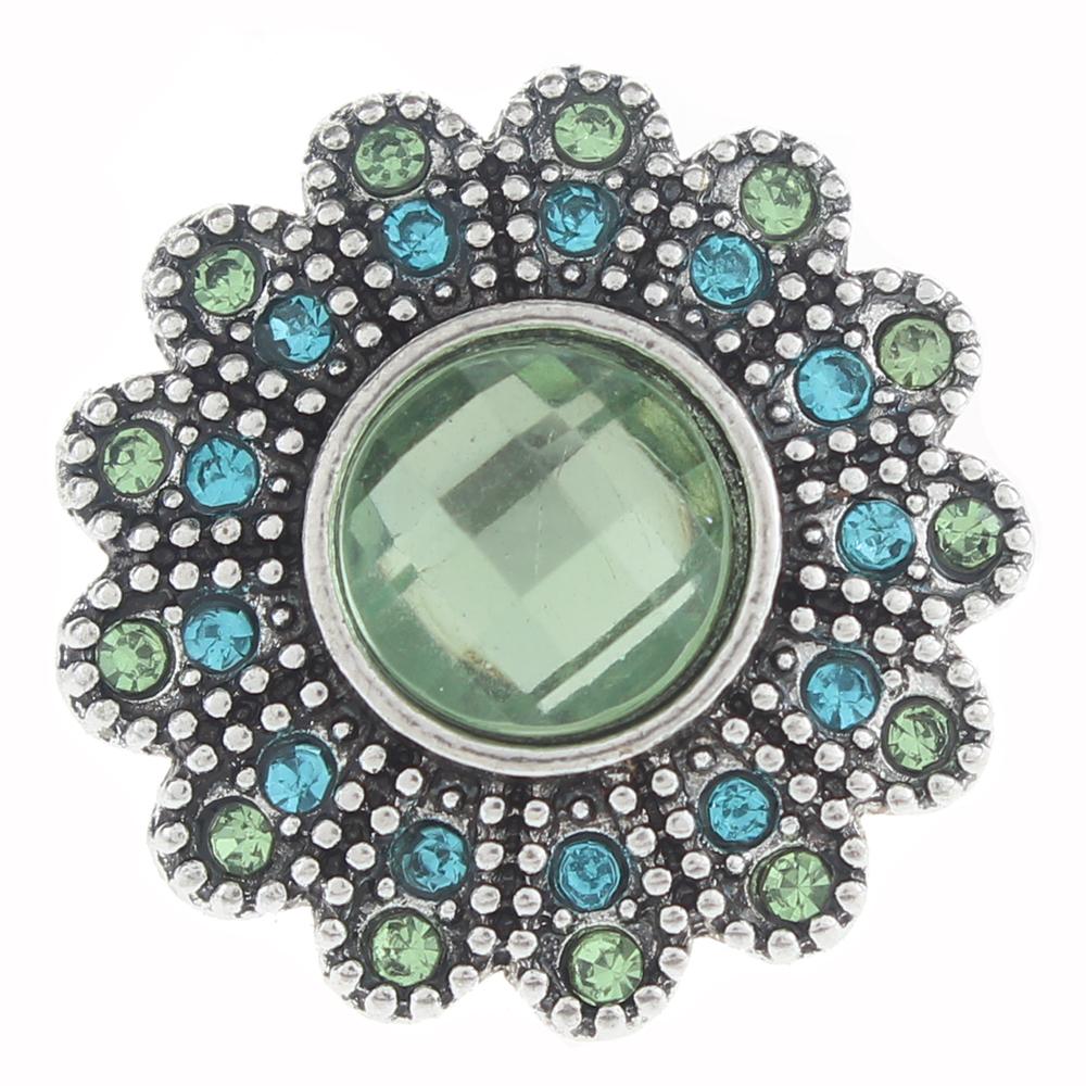 20mm design Snap Button plated sliver with rhinestone