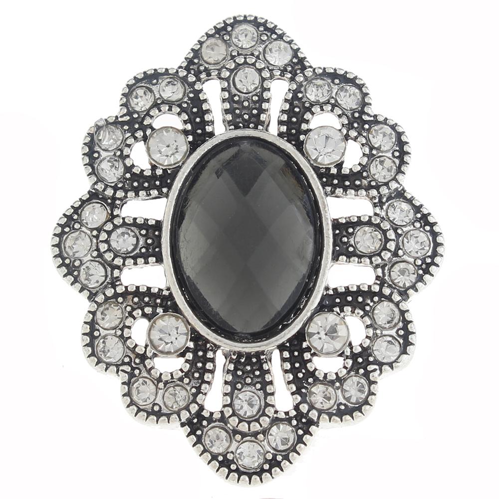 20mm Snap Button plated sliver with rhinestone