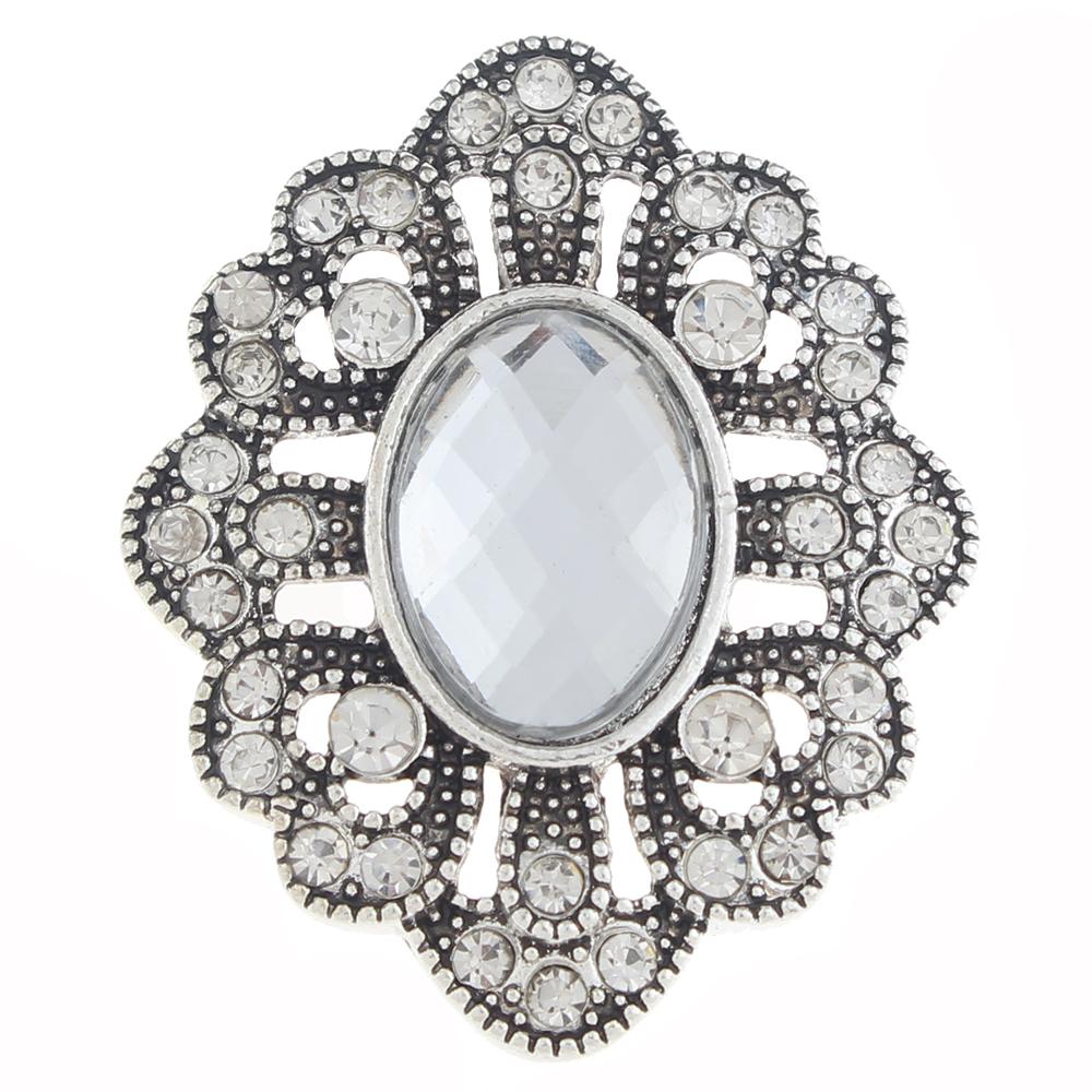 20mm Snap Button plated sliver with rhinestone