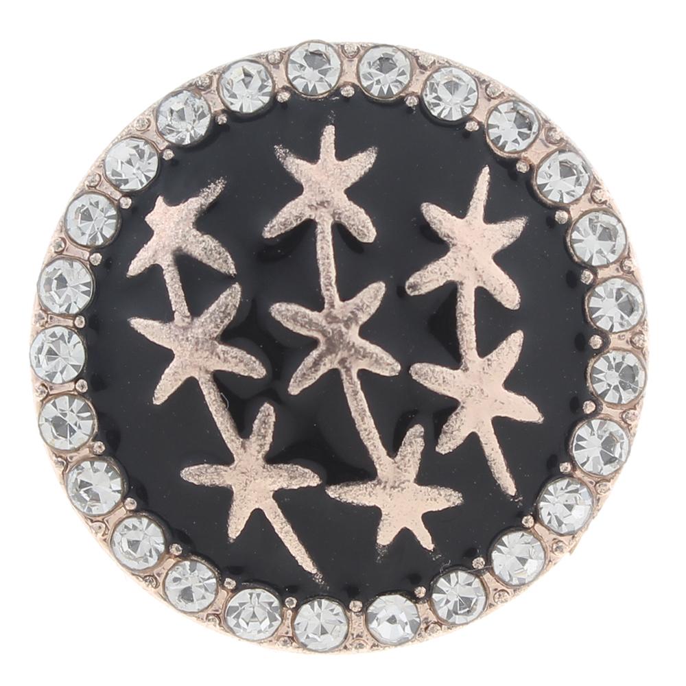 20mm Snap Button plated sliver with rhinestone