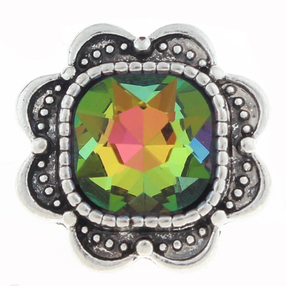 20mm Snap Button plated sliver with rhinestone