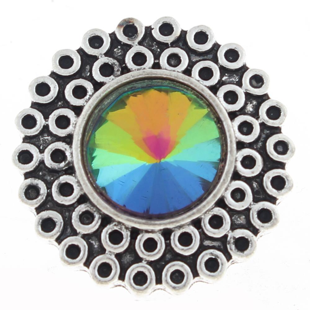 20mm Snap Button plated sliver with rhinestone