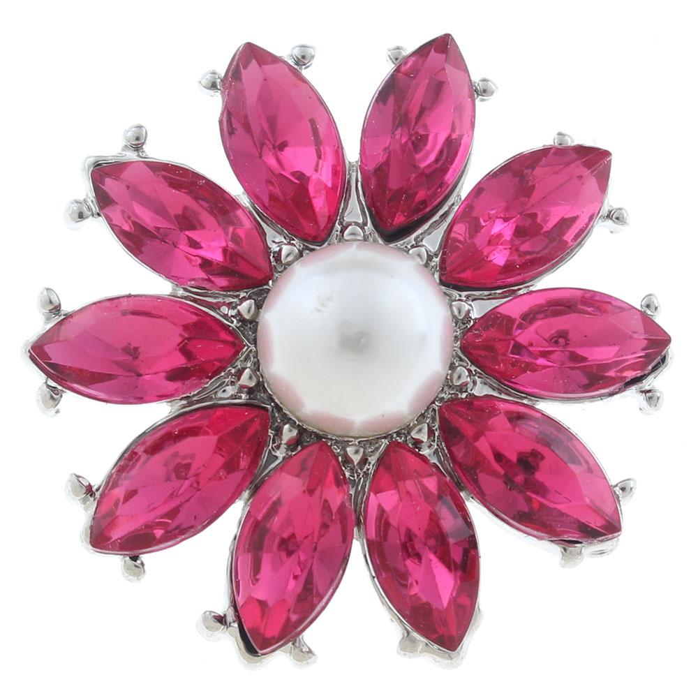 20mm Snap Button plated sliver with rhinestone