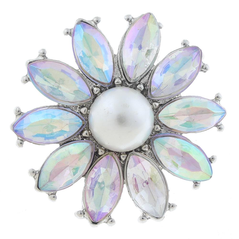 20mm Snap Button plated sliver with rhinestone