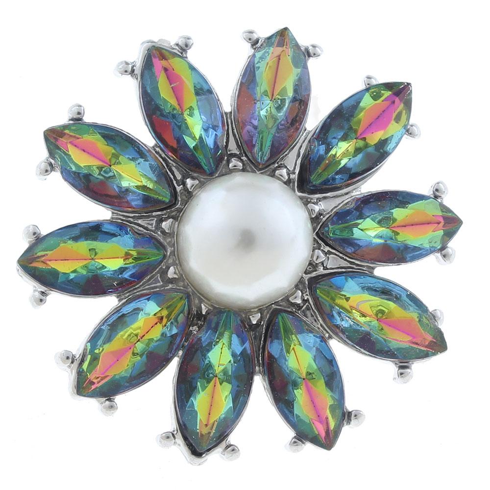 20mm Snap Button plated sliver with rhinestone