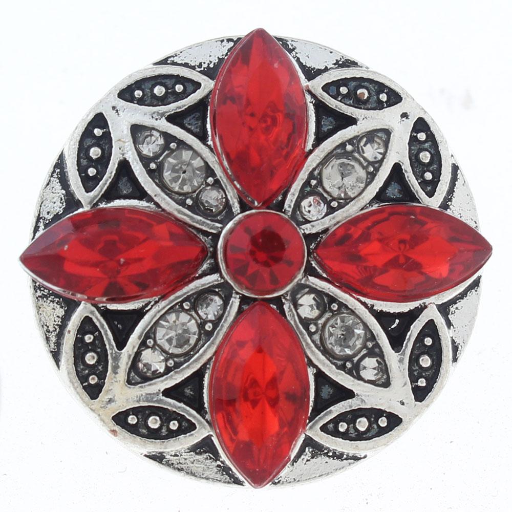 20mm Snap Button plated sliver with rhinestone