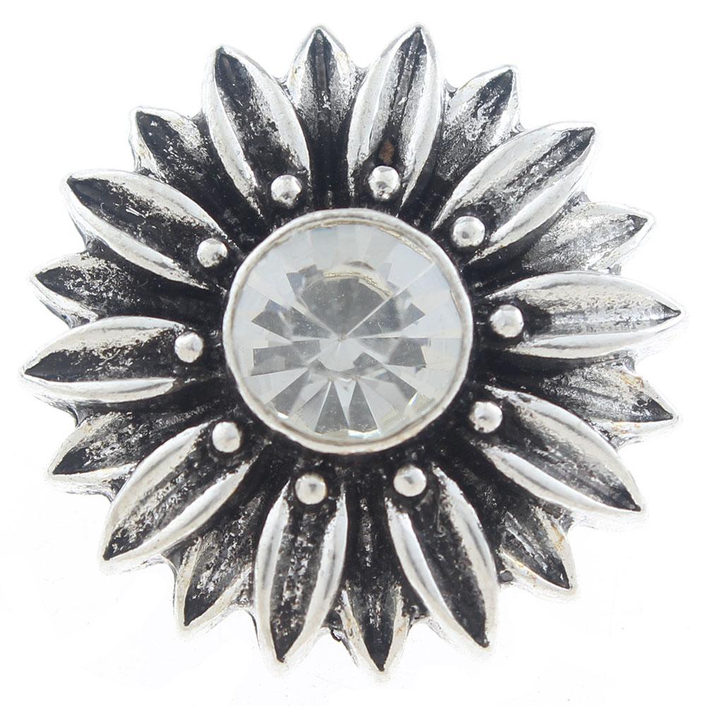 20mm Snap Button plated sliver with rhinestone